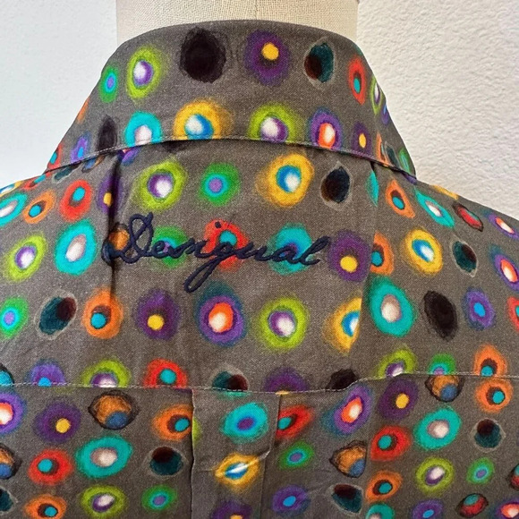 Desigual Men's XXL Polka Dot Button-Up Shirt  Multicolored Circles  - MSRP $115 - Picture 3 of 11